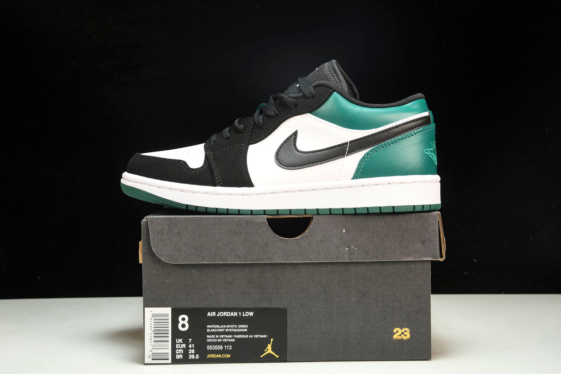 Air Jordan 1 Low White Black Mystic Green