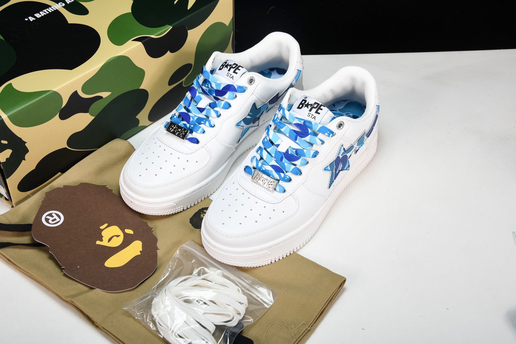 Bape Sta Low White ABC Camo Blue