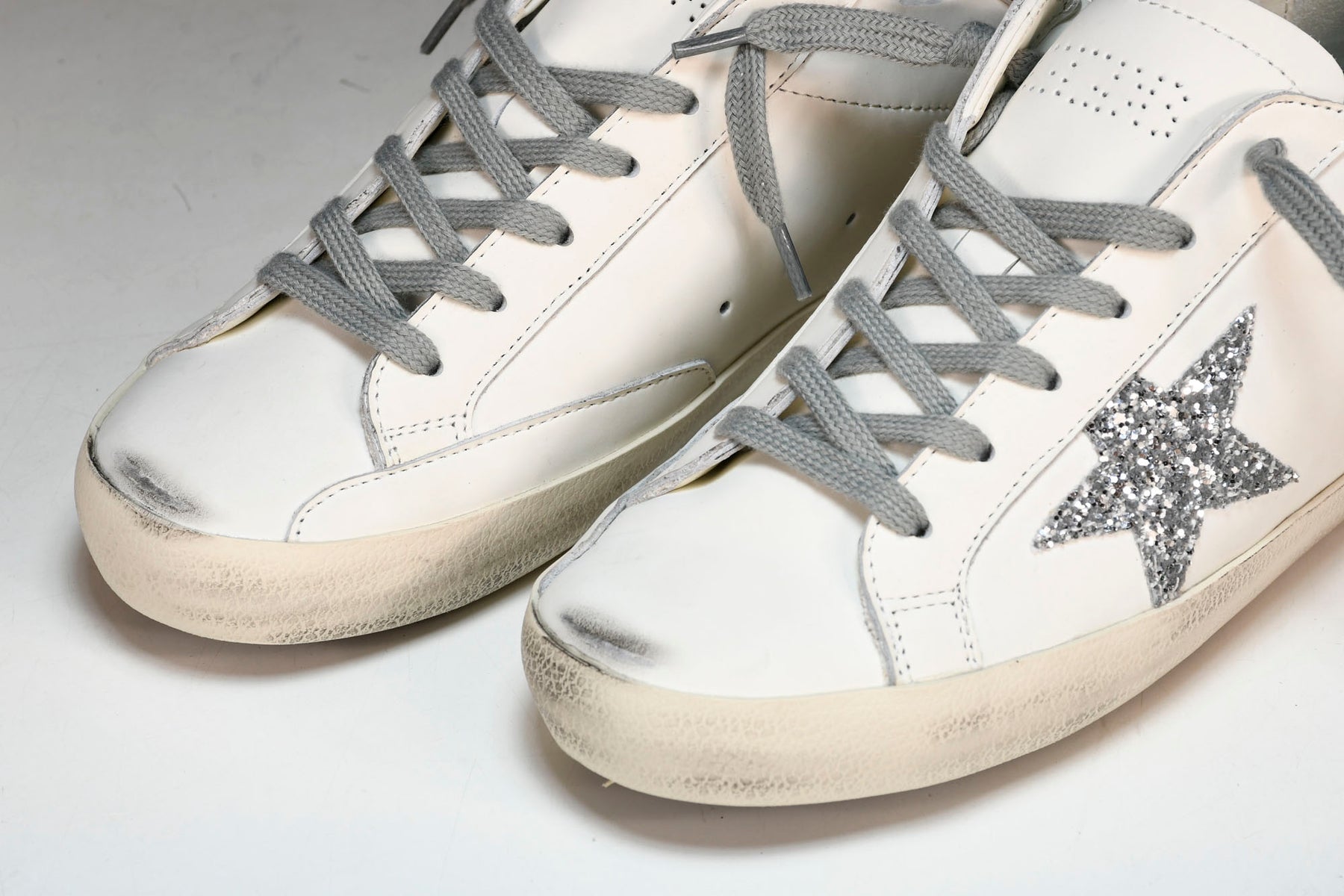 Golden Goose Super-Star White Silver Glitter