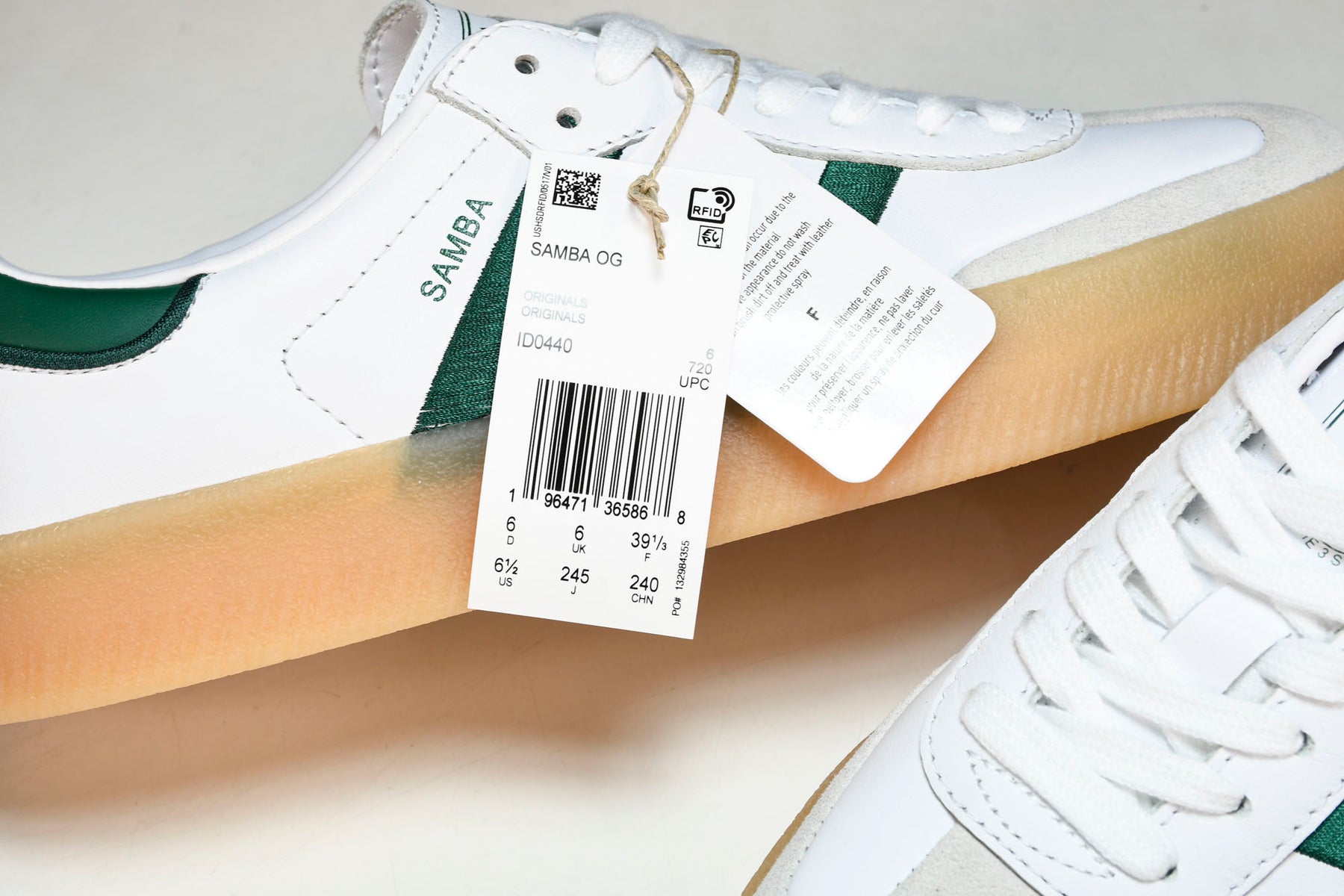 adidas Sambae White Collegiate Green Gum