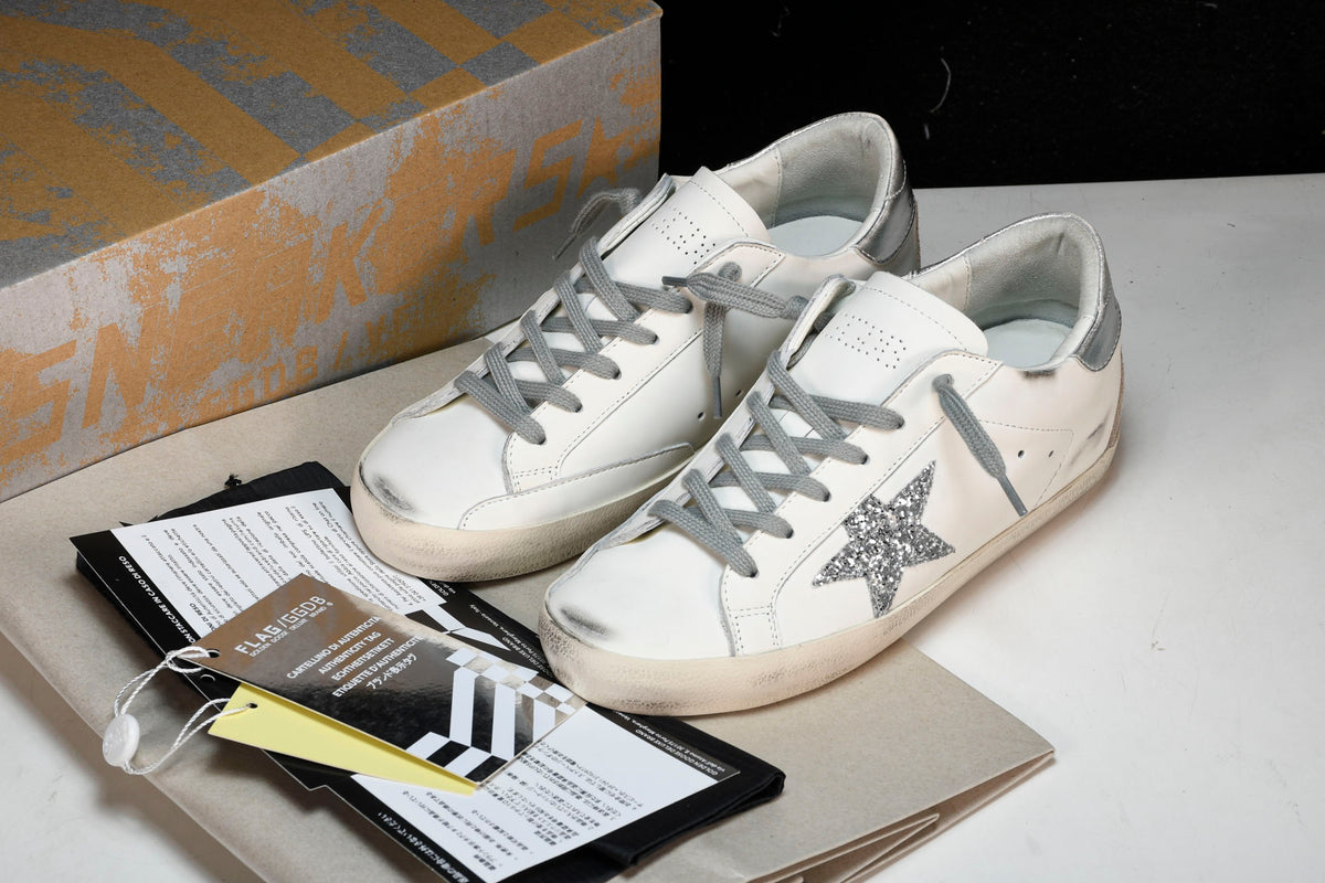 Golden Goose Super-Star White Silver Glitter