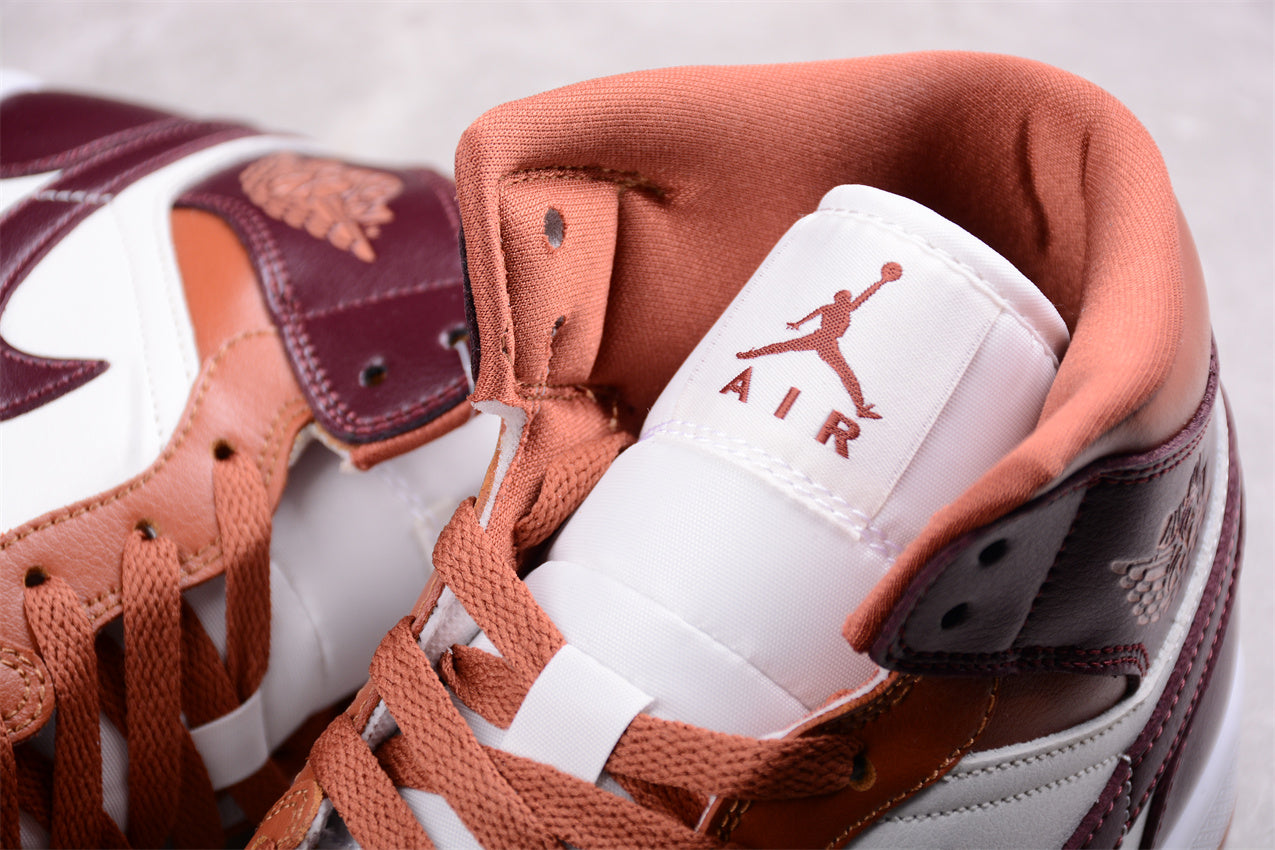 Air Jordan 1 Mid Dusty Peach Night Maroon