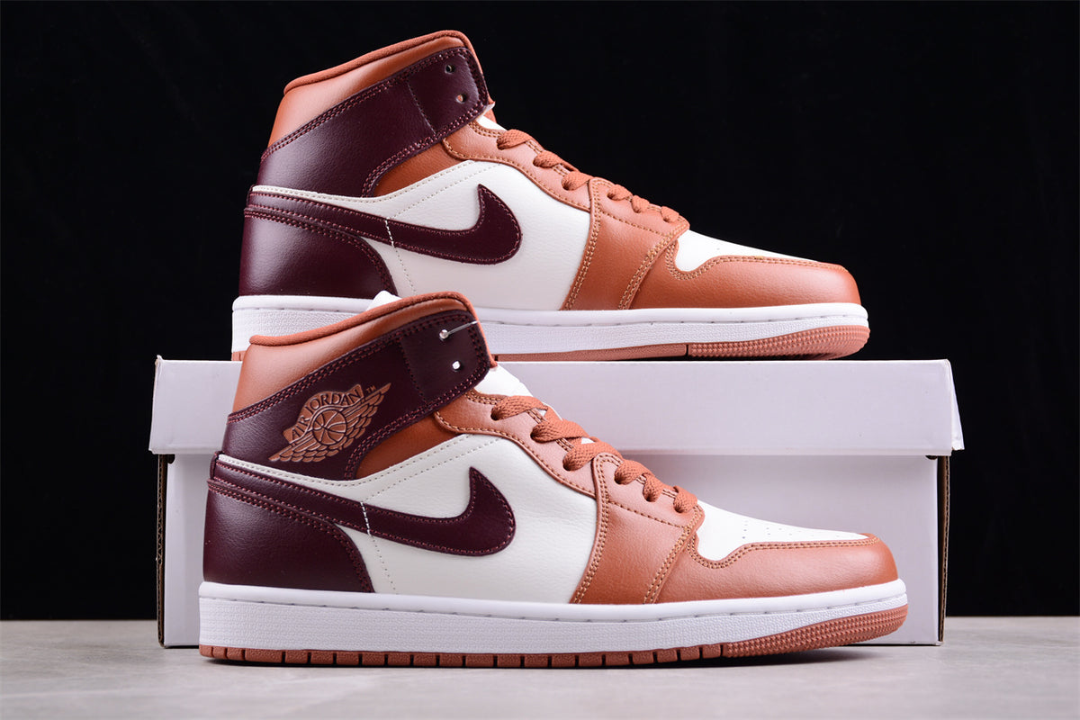 Air Jordan 1 Mid Dusty Peach Night Maroon