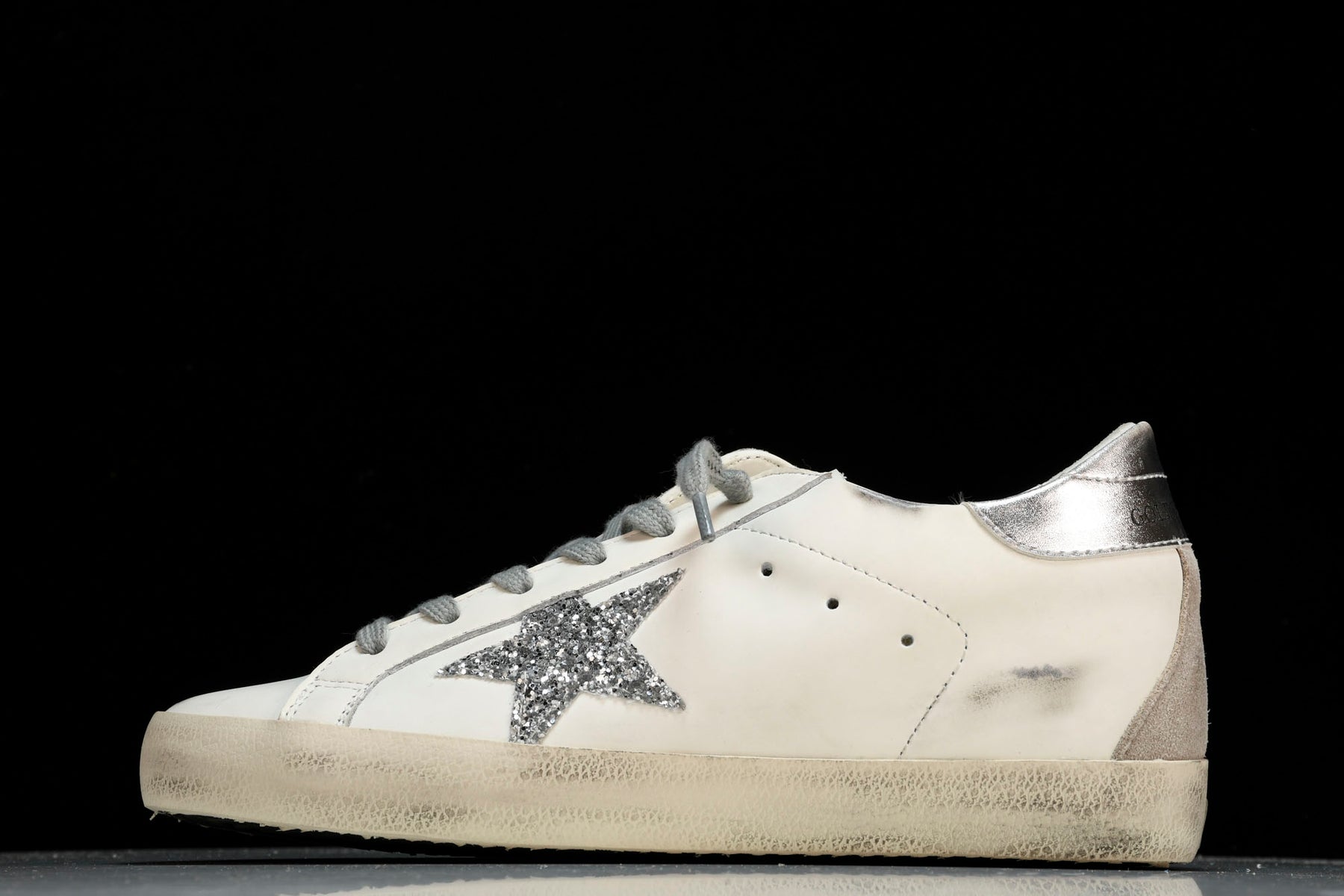 Golden Goose Super-Star White Silver Glitter