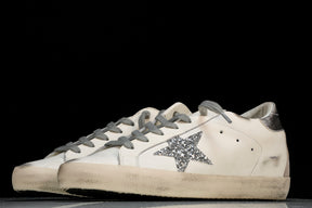 Golden Goose Super-Star White Silver Glitter